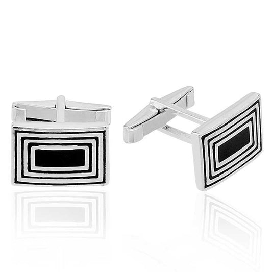 Silver Striped Cufflinks image 0
