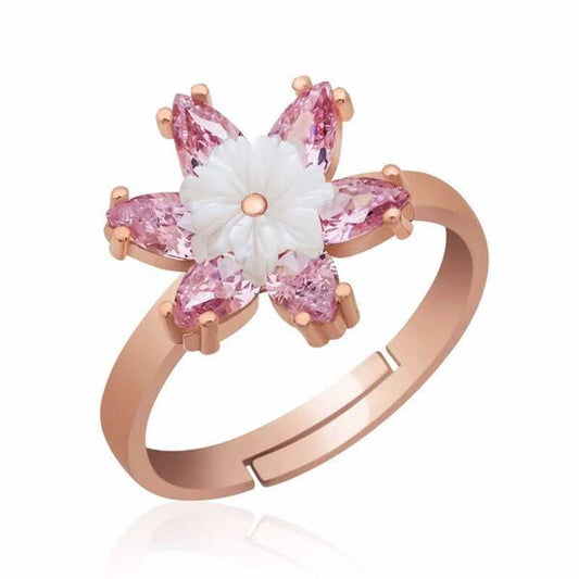 Silver Rose Pink Lotus Flower Ring image 0