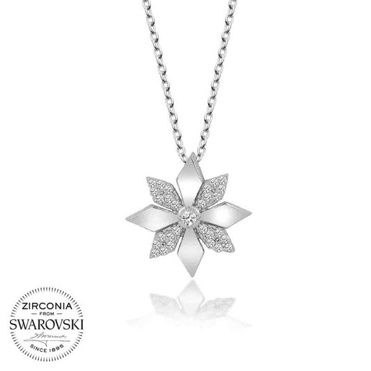 Swarovski Stone Silver Flower Women's Necklace image 0