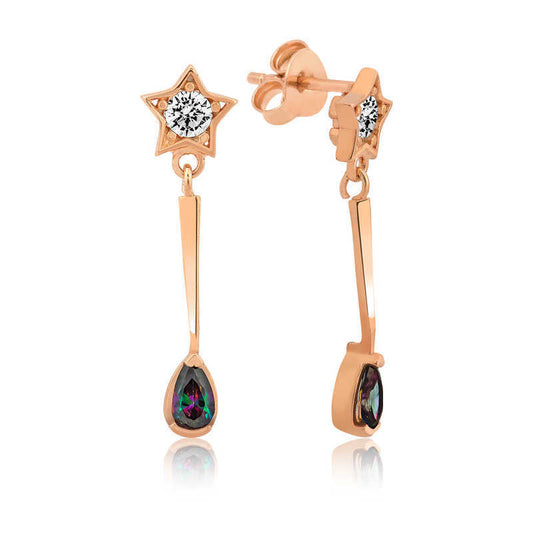 Silver Star Drop Earrings image 0