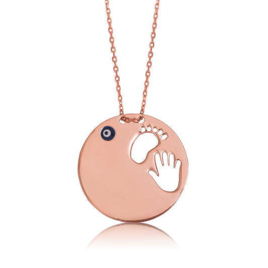 Silver Hand Footprint Mother Women's Necklace image 0