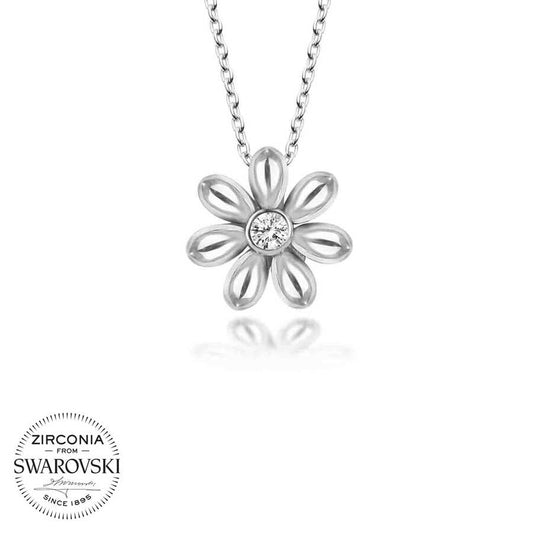 Swarovski Crystals Stone Silver Daisy Women's Necklace image 0