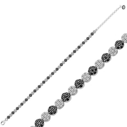 Silver Black & White Tennis Bracelet – Rhodium Plated image 0