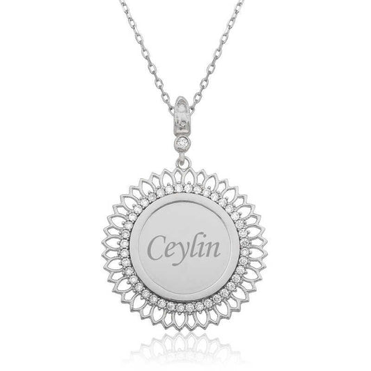 Silver Personalized Stone Plate Necklace image 0