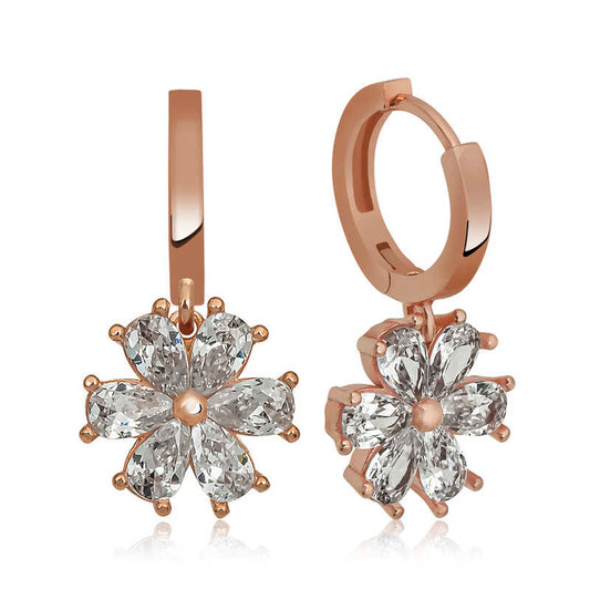 Silver White Flower Women's Earrings image 0