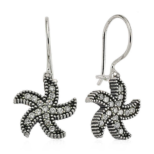 Silver Starfish Dangling Earrings image 0