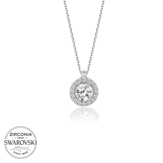 Swarovski Crystals Stone Silver Solitaire Women's Necklace image 0