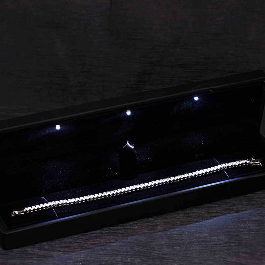 Silver Rhodium-Plated Tennis Bracelet with White Stones in Illuminated Box image 0