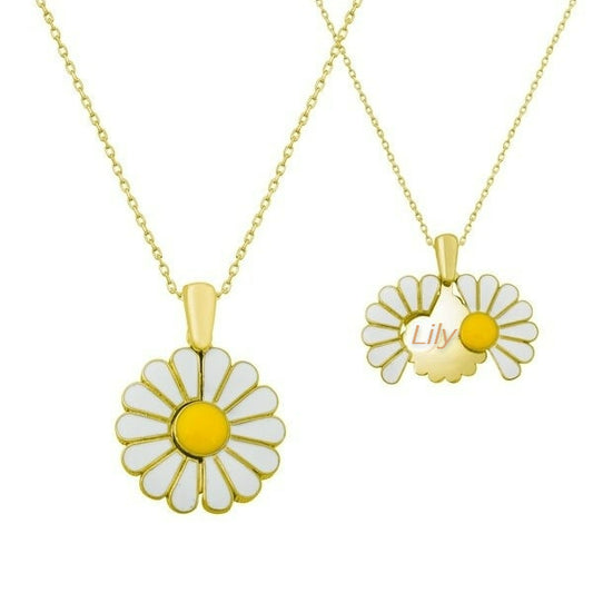 Silver Gold Personalized Daisy Necklace image 0