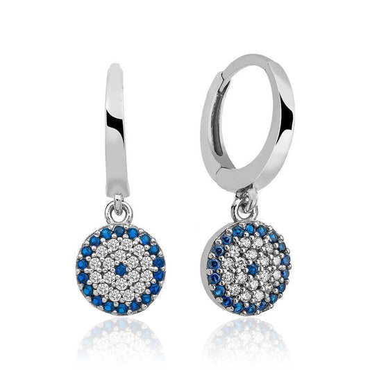 Silver Dangling Evil Eye Women's Earrings image 0
