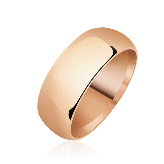 8 mm Plain Domed Rose Silver Wedding Band image 0