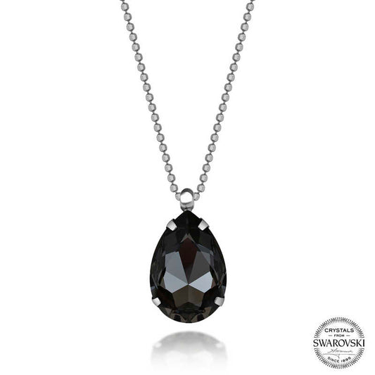 Swarovski Crystal Stone Ball Chain Drop Silver Women's Necklace image 0